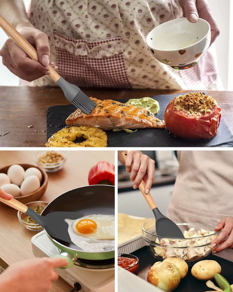 Zestaw przyborów kuchennych 12 elementów silikonowe + stojak