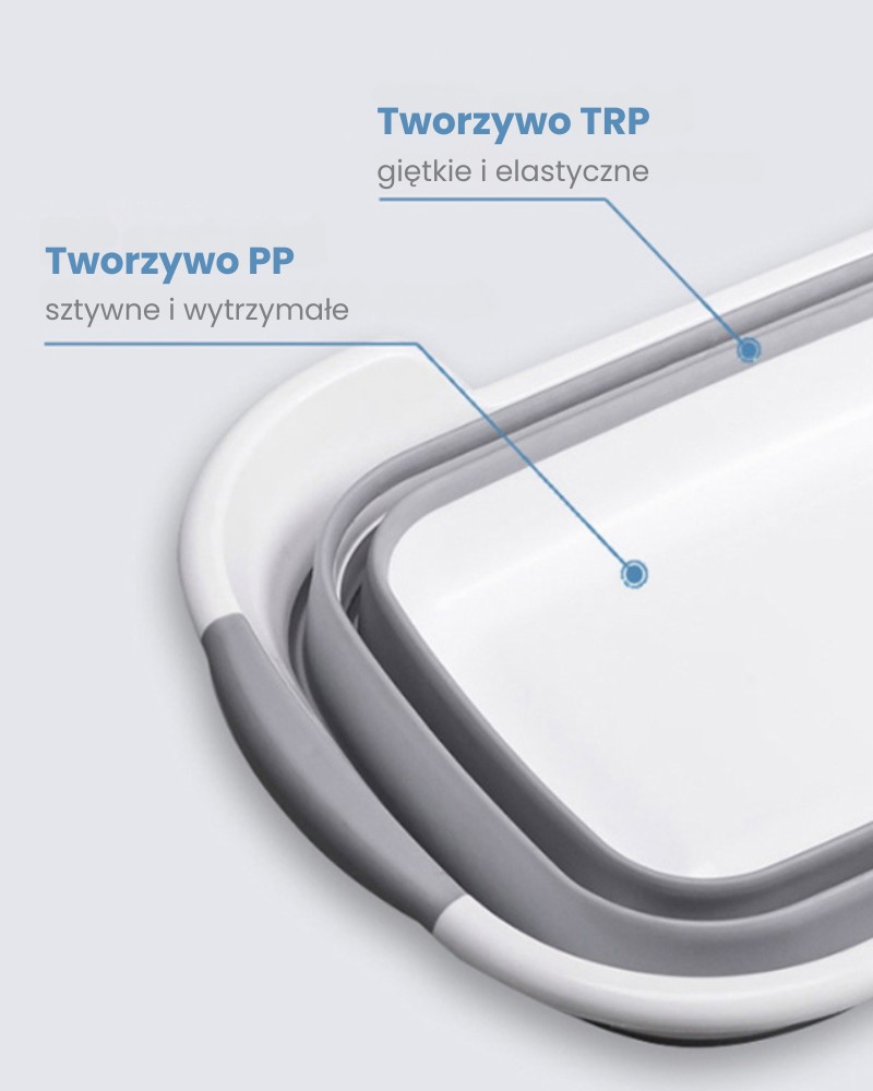 Miska składana silikonowa z odpływem na pranie pojemna 40 L