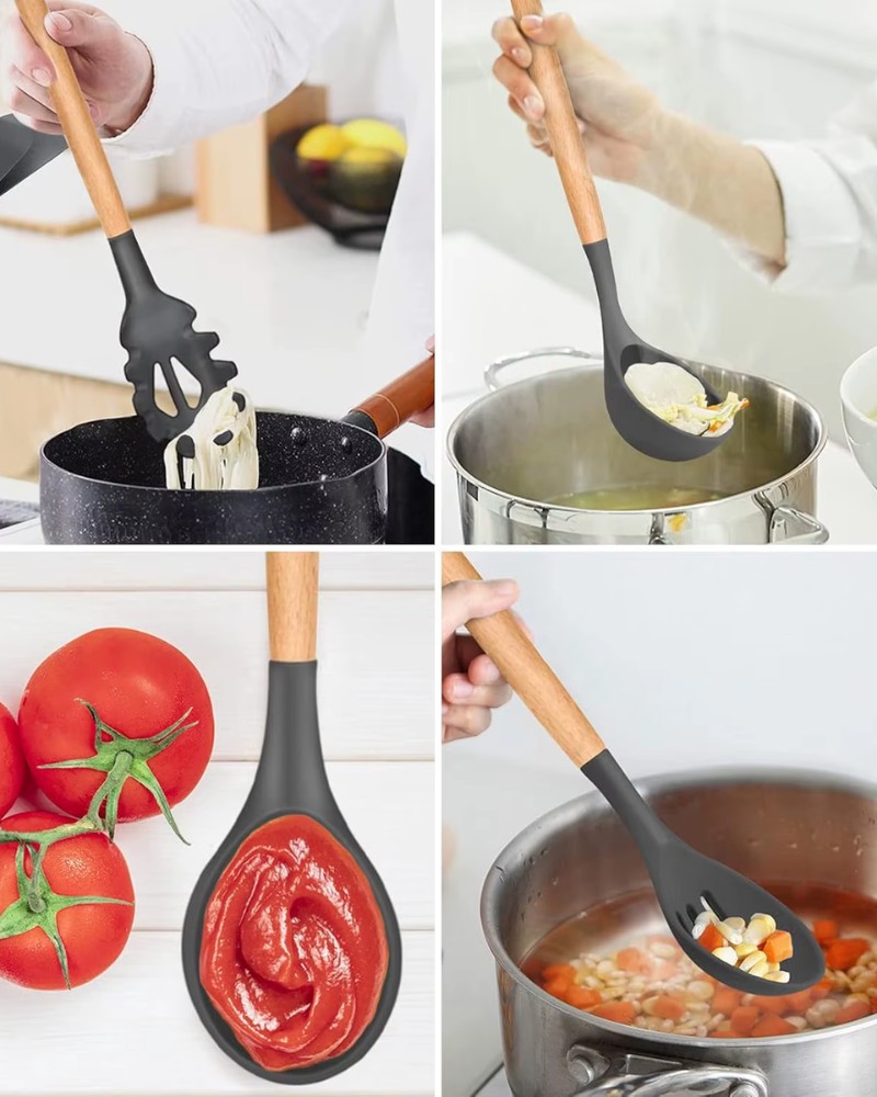 Zestaw przyborów kuchennych 12 elementów silikonowe + stojak