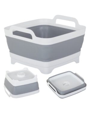 Miska składana silikonowa z korkiem odpływem uchwyt 8 L