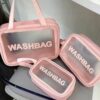 Kosmetyczka Washbag przezroczysta różne rozmiary zestaw 3 sztuki