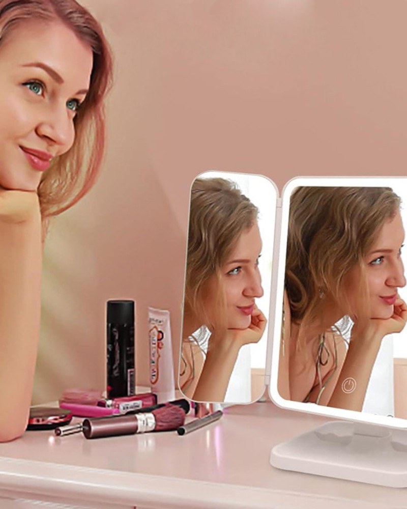 Lusterko kosmetyczne do makijażu premium podświetlane LED rozkładane