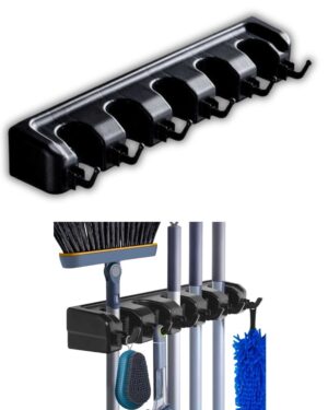 Wieszak ścienny organizer uchwyt na miotły mopy 5 wieszaków + haczyki