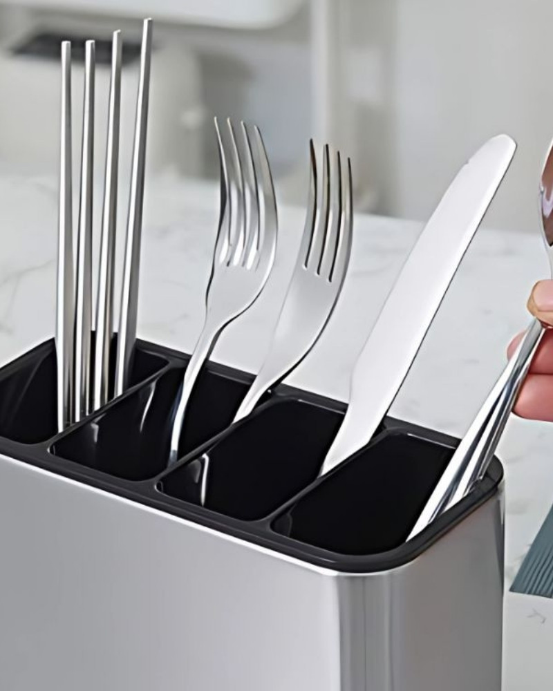 Ociekacz na sztućce stal nierdzewna organizer kuchenny 4 komory tacka