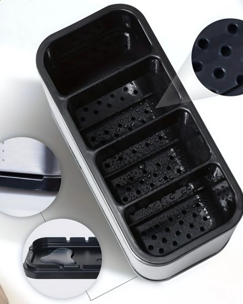 Ociekacz na sztućce stal nierdzewna organizer kuchenny 4 komory tacka