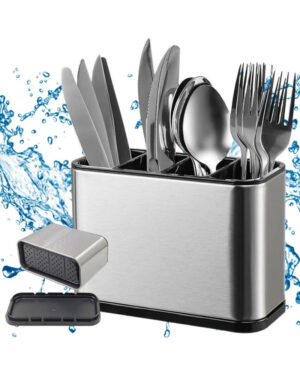 Ociekacz na sztućce stal nierdzewna organizer kuchenny 4 komory tacka