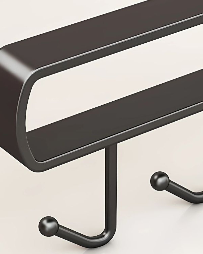 Wieszak kuchenny podwieszany czarny metalowy 6 haków