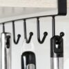 Wieszak kuchenny podwieszany czarny metalowy 6 haków