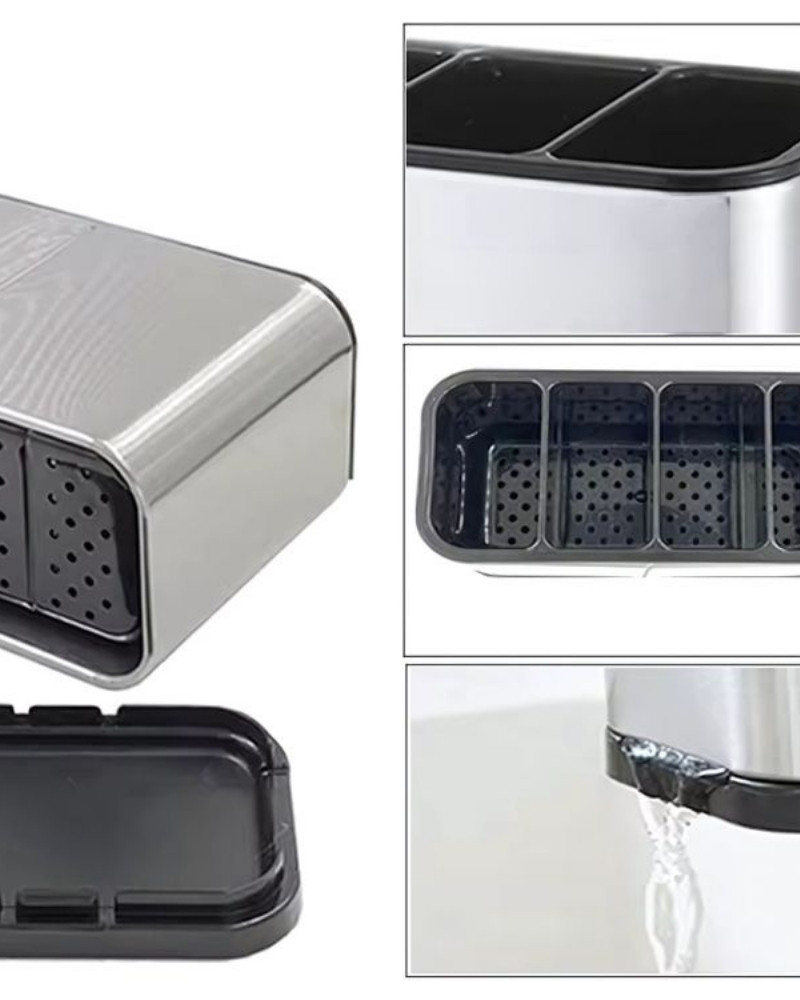 Ociekacz na sztućce stal nierdzewna organizer kuchenny 4 komory tacka