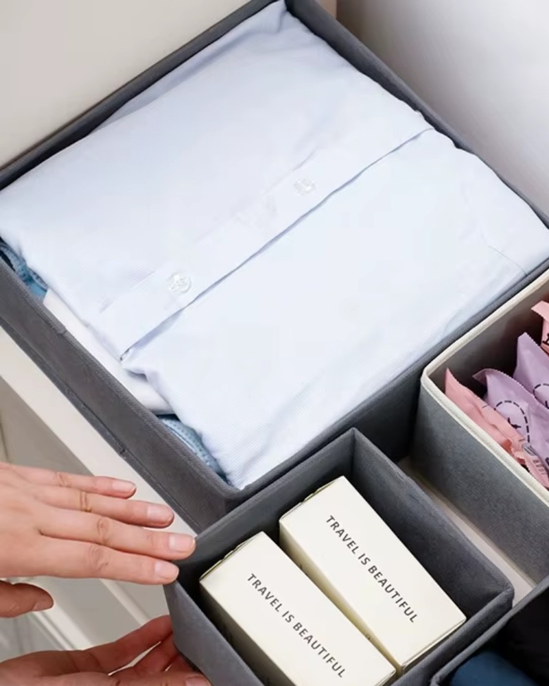 Organizer pojemnik na bieliznę ubrania buty do szuflady szary 28x28