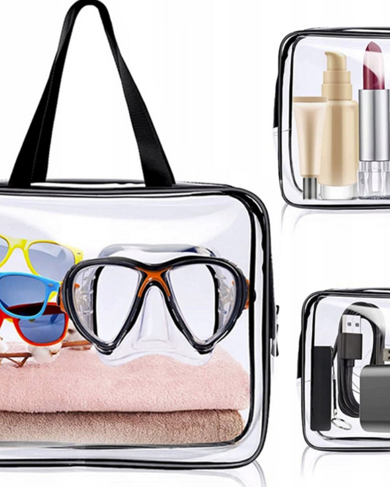 Kosmetyczka przezroczysta organizer na kosmetyki 3w1 podróżna do samolotu