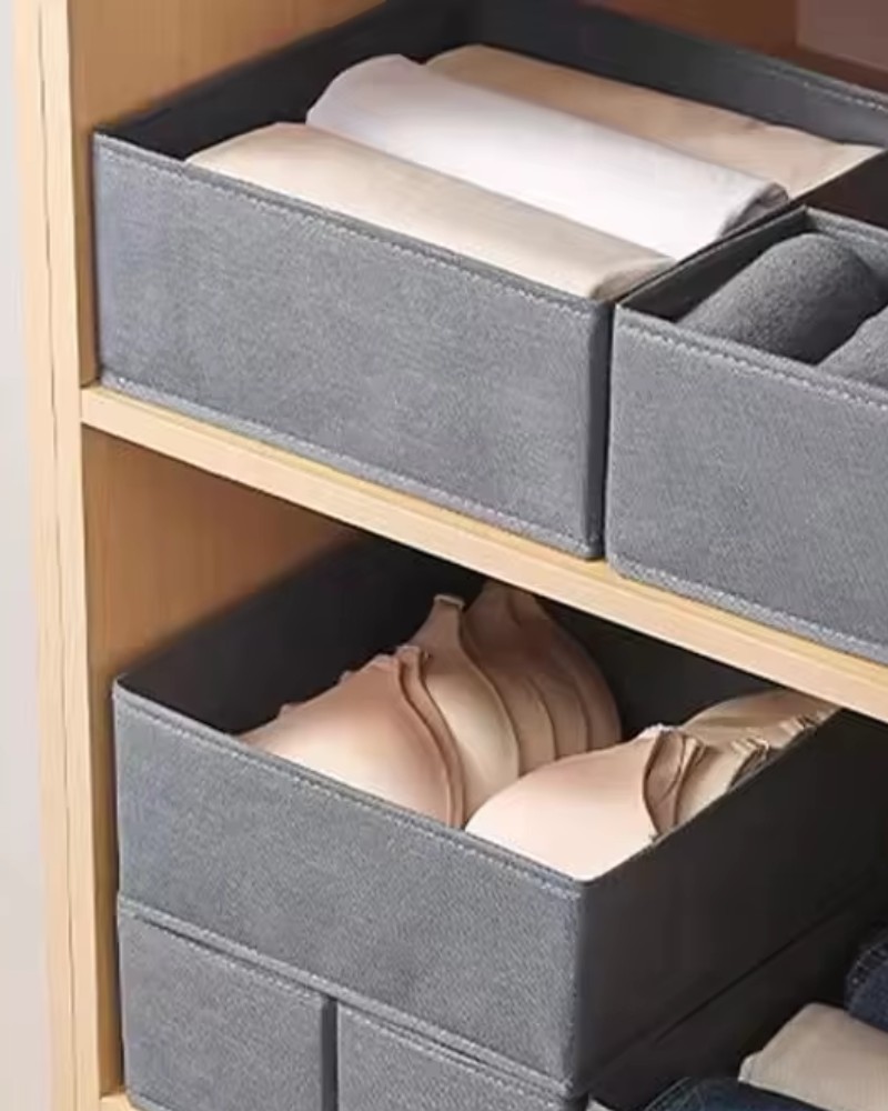 Organizer pojemnik na bieliznę ubrania buty do szuflady szary 28x28