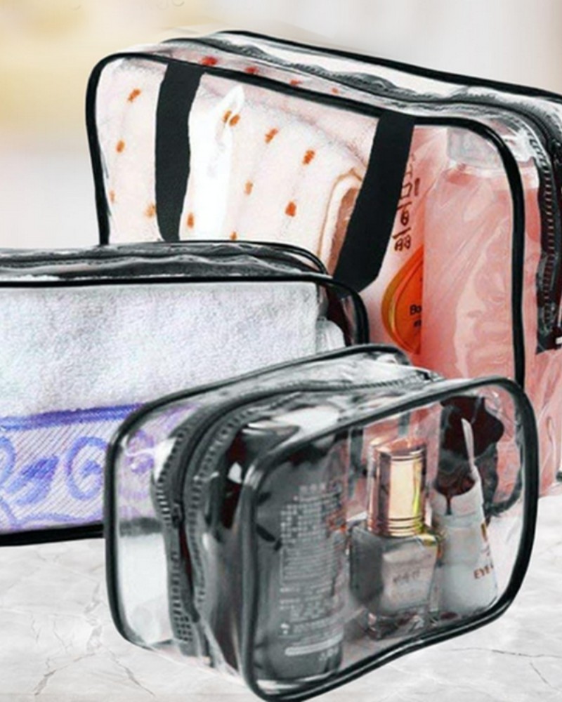 Kosmetyczka przezroczysta organizer na kosmetyki 3w1 podróżna do samolotu