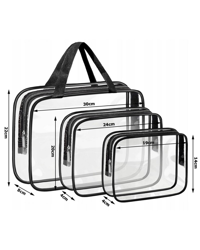 Kosmetyczka przezroczysta organizer na kosmetyki 3w1 podróżna do samolotu