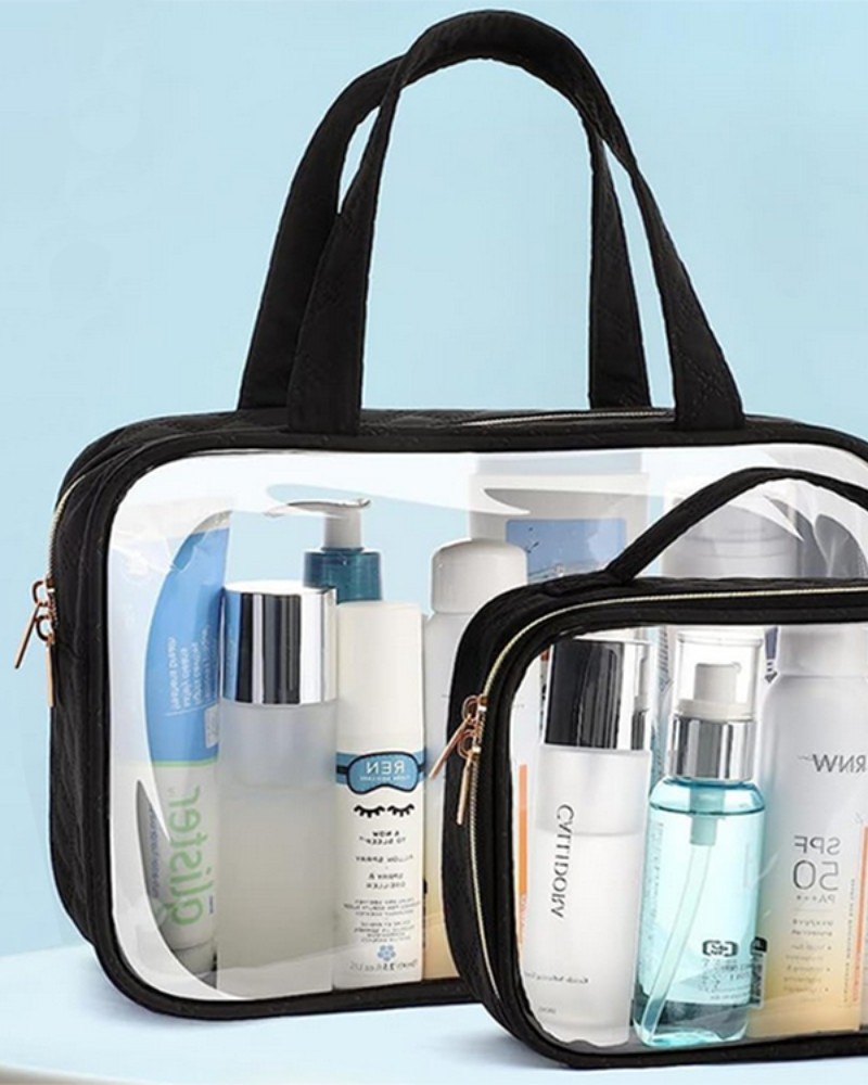 Kosmetyczka przezroczysta organizer na kosmetyki 3w1 podróżna do samolotu