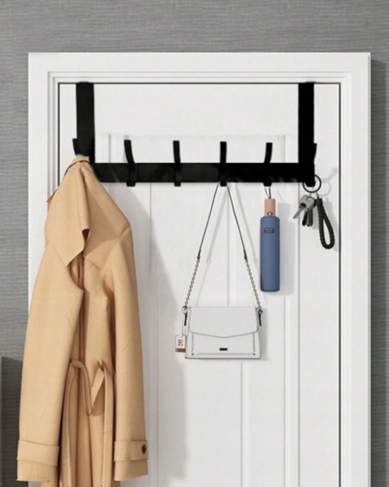 Wieszak na drzwi szafę ręczniki czarny metalowy 12 miejsc