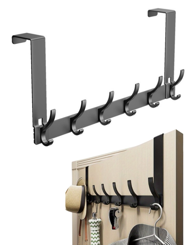 Wieszak na drzwi szafę ręczniki czarny metalowy 12 miejsc