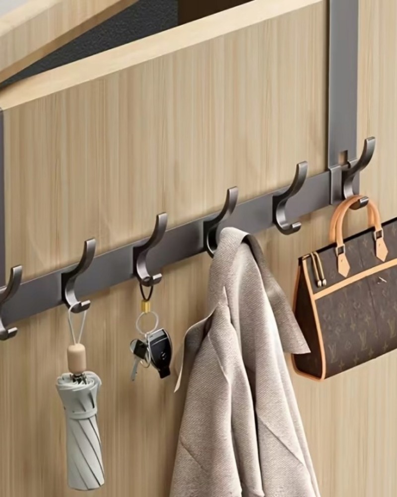 Wieszak na drzwi szafę ręczniki czarny metalowy 12 miejsc