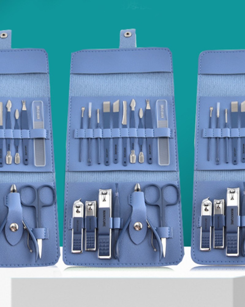 Zestaw do paznokci przybornik manicure pedicure etui cążki 16 elementów