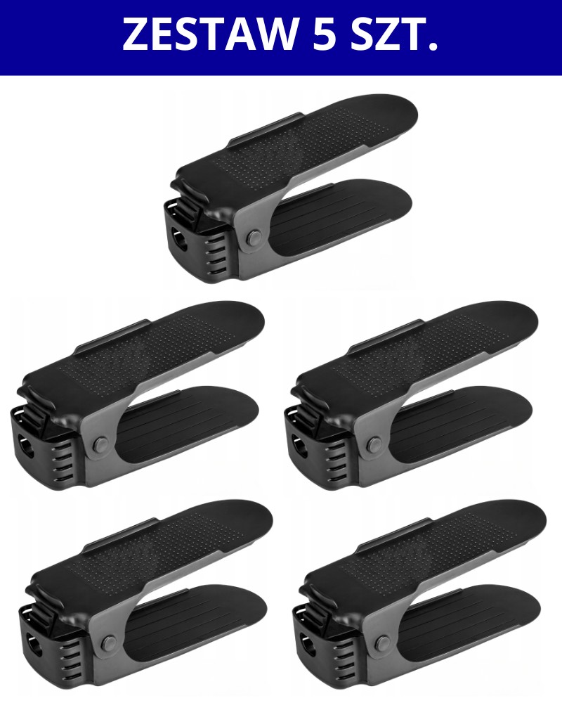Stojak organizer na buty do szafy czarny ZESTAW x5