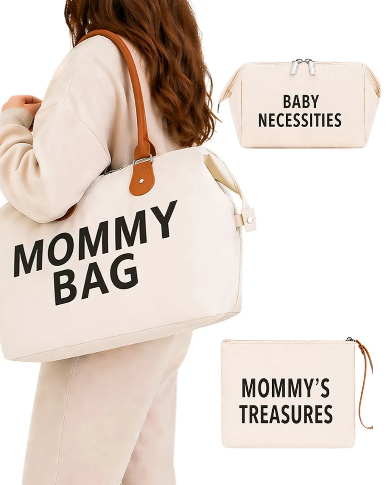 Torba Mommy Bag dla mamy duża zestaw 3w1 torba + organizer + kosmetyczka