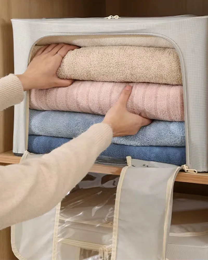 Pojemnik na pościel ubrania zamek stelaż Stackbox wzmocniony jasno szary 40×30