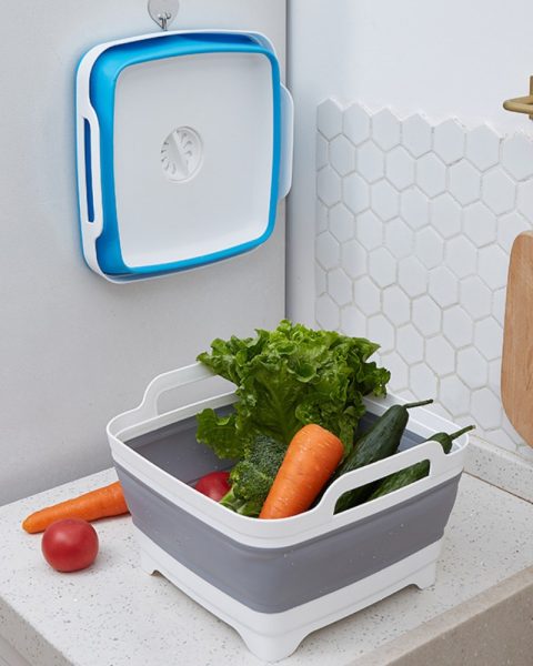 Miska składana silikonowa z korkiem odpływem uchwyt 8 L