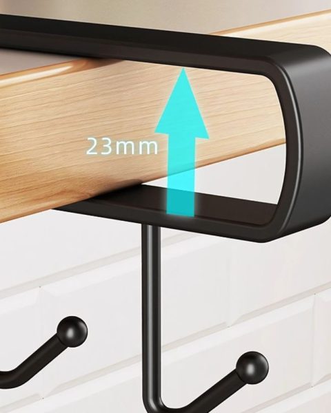 Wieszak kuchenny podwieszany czarny metalowy 6 haków