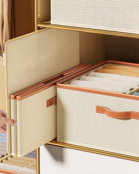 Organizer zamykany do szafy na ubrania spodnie bluzy 50×40 beżowy