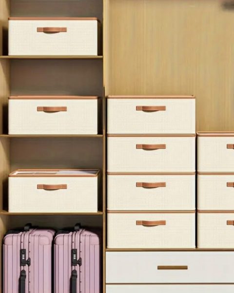 Organizer zamykany do szafy na ubrania spodnie bluzy 50×40 beżowy