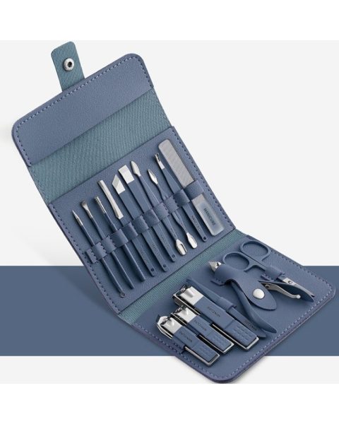 Zestaw do paznokci przybornik manicure pedicure etui cążki 16 elementów