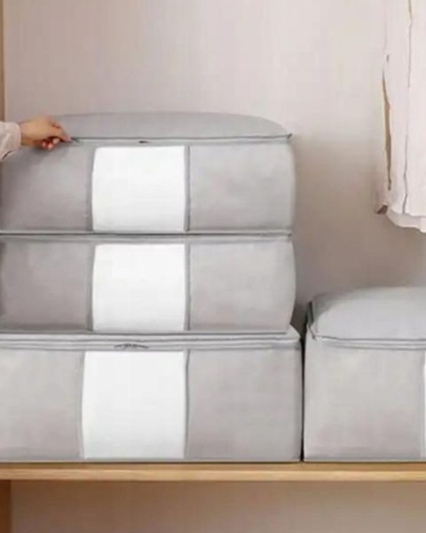 Pokrowiec na pościel pod łóżko pojemnik na ubrania torba szary XL