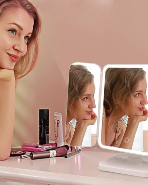 Lusterko kosmetyczne do makijażu premium podświetlane LED rozkładane