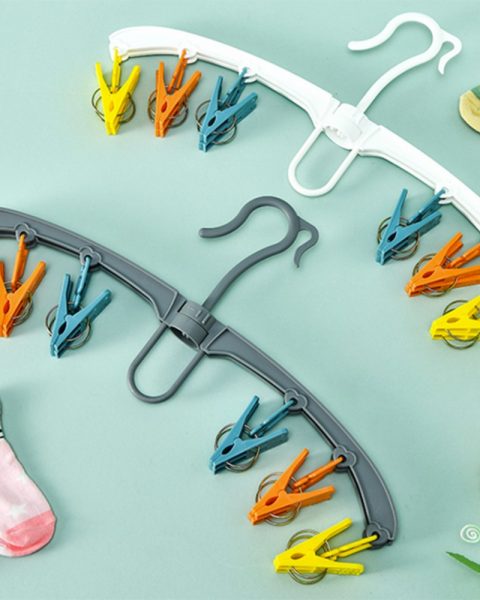 Wieszak suszarka na skarpetki bieliznę ubrania wieszak wisząca 12x klipsy zestaw