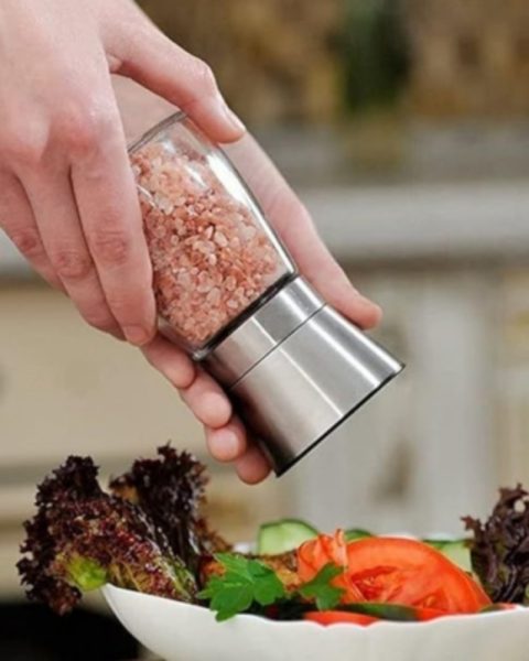 Młynki do soli i pieprzu szklane z pokrywką regulacja mielenia zestaw