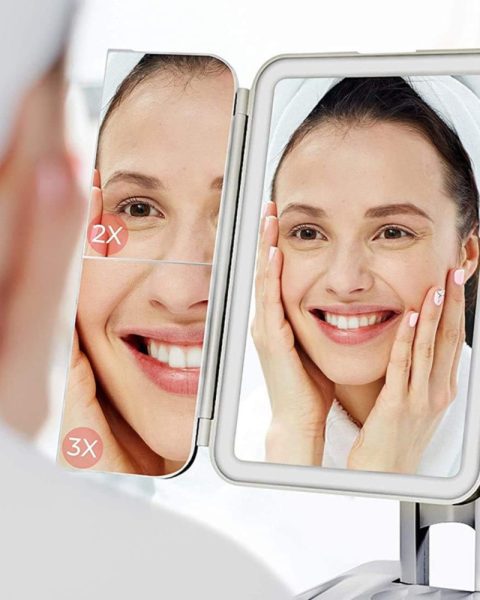 Lusterko kosmetyczne do makijażu premium podświetlane LED rozkładane