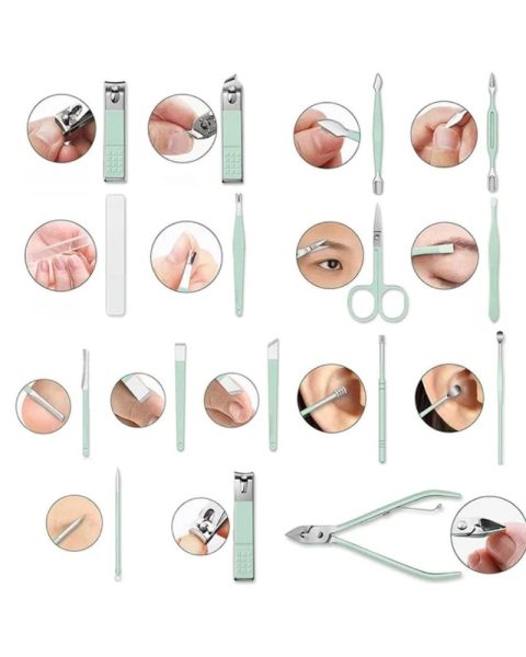 Zestaw do paznokci przybornik manicure pedicure etui cążki 16 elementów