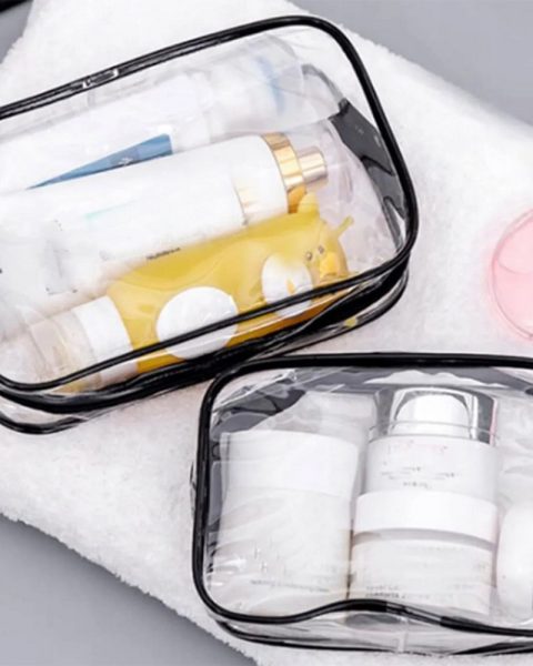 Kosmetyczka przezroczysta organizer na kosmetyki 3w1 podróżna do samolotu
