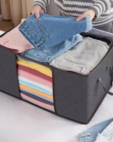 Organizer pojemnik zamykany do przechowywania ubrań kocy pościeli do szaf 35x60