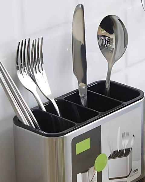 Ociekacz na sztućce stal nierdzewna organizer kuchenny 4 komory tacka