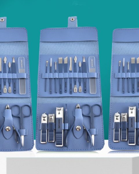 Zestaw do paznokci przybornik manicure pedicure etui cążki 16 elementów