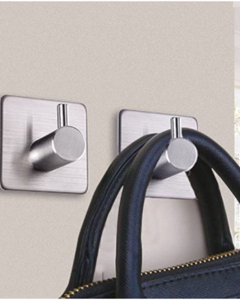 Uchwyty haczyki wieszaki samoprzylepne metalowe 4 szt. bez wiercenia