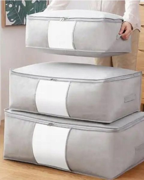 Pokrowiec na pościel pod łóżko pojemnik na ubrania torba szary XL