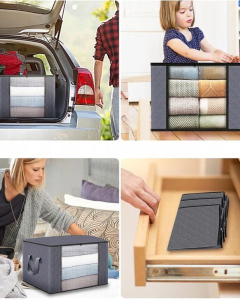 Organizer pojemnik zamykany do przechowywania ubrań kocy pościeli do szaf 35x60