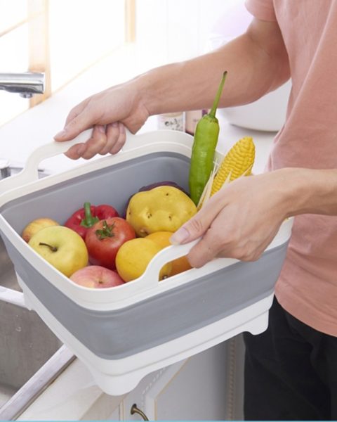 Miska składana silikonowa z korkiem odpływem uchwyt 8 L