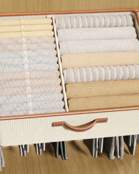 Organizer zamykany do szafy na ubrania spodnie bluzy 50×40 beżowy