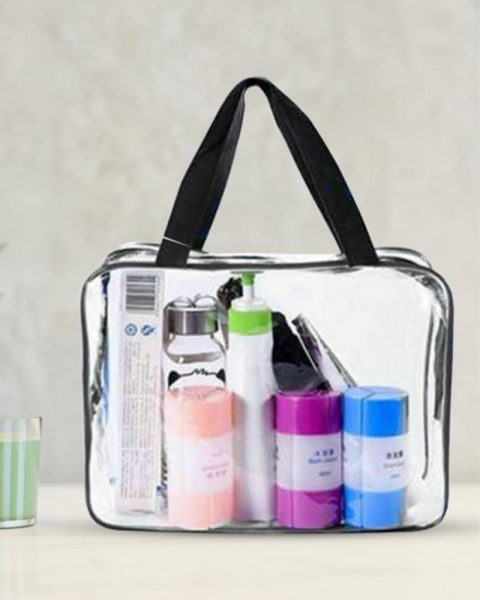 Kosmetyczka przezroczysta organizer na kosmetyki 3w1 podróżna do samolotu