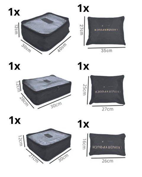 Organizery na pranie podróżne do walizki siatki x6 szt.