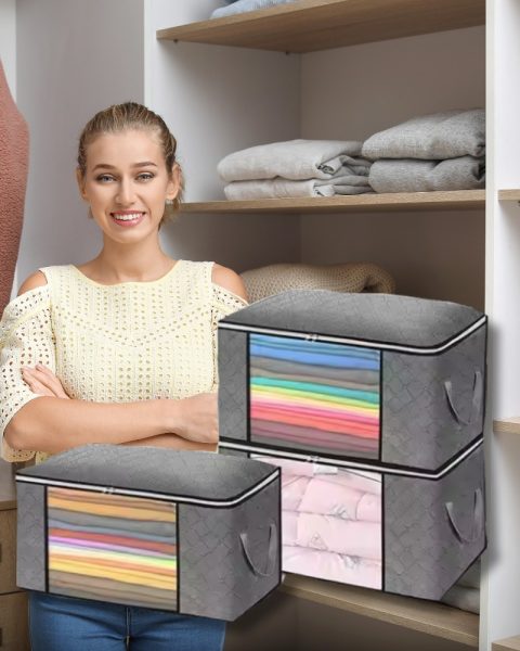 Organizer pojemnik zamykany do przechowywania ubrań kocy pościeli do szaf 35x60