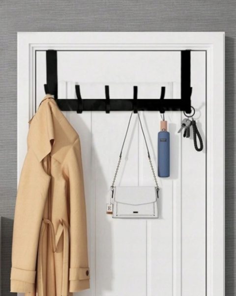 Wieszak na drzwi szafę ręczniki czarny metalowy 12 miejsc